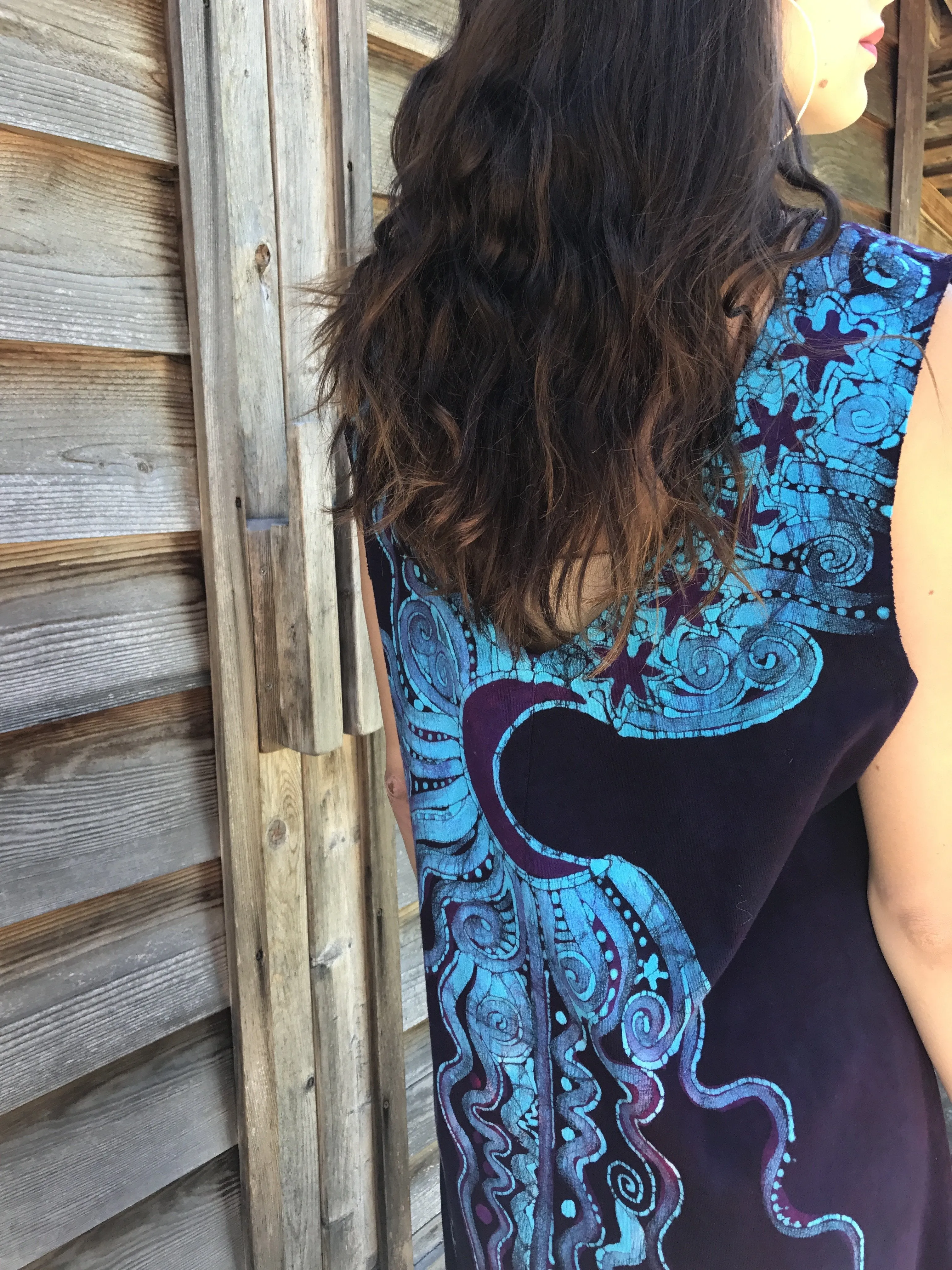 Trees Are Dancing With The Night Sky Batikwalla Dress in Organic Cotton - Size Large