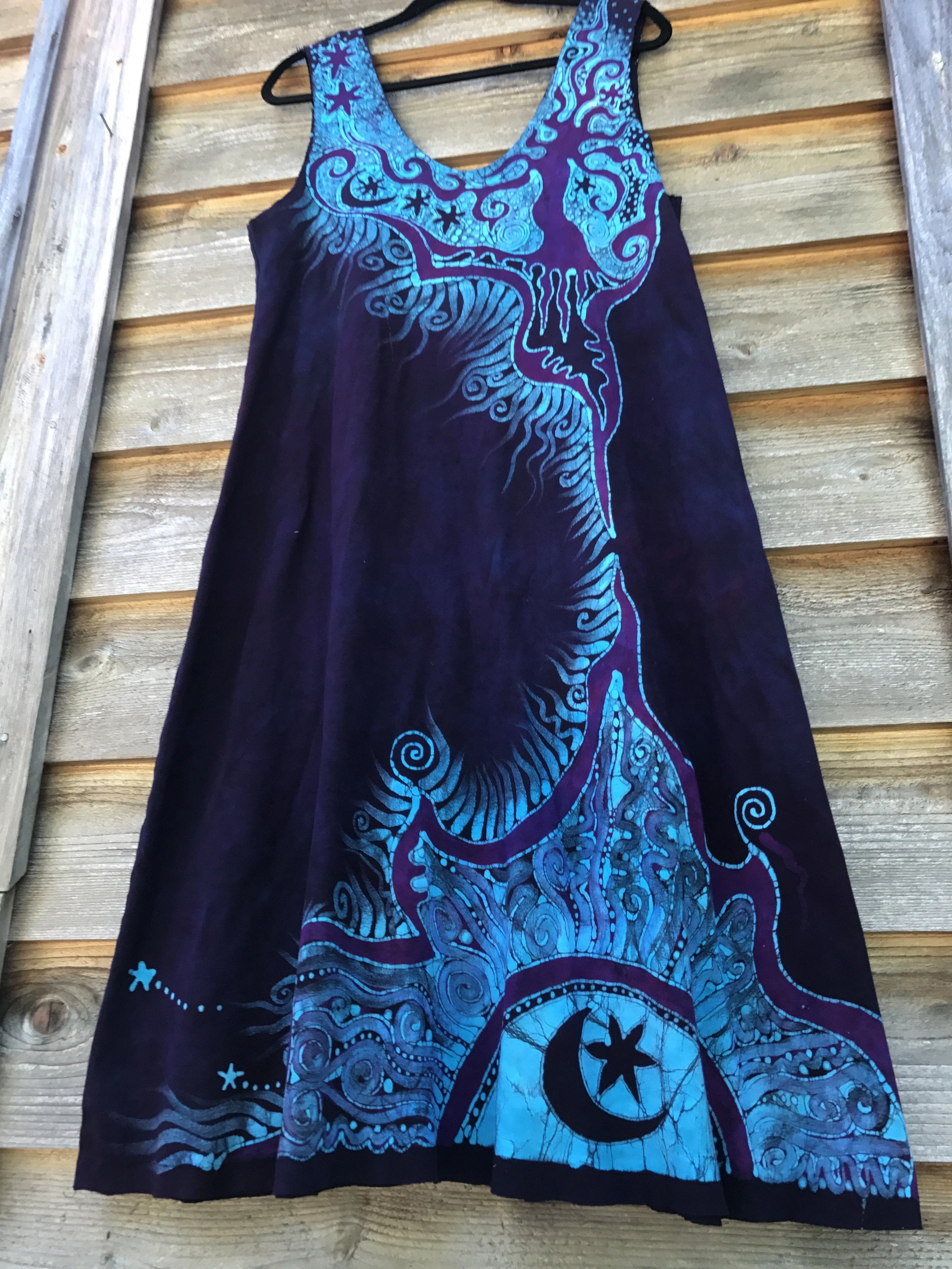 Trees Are Dancing With The Night Sky Batikwalla Dress in Organic Cotton - Size Large