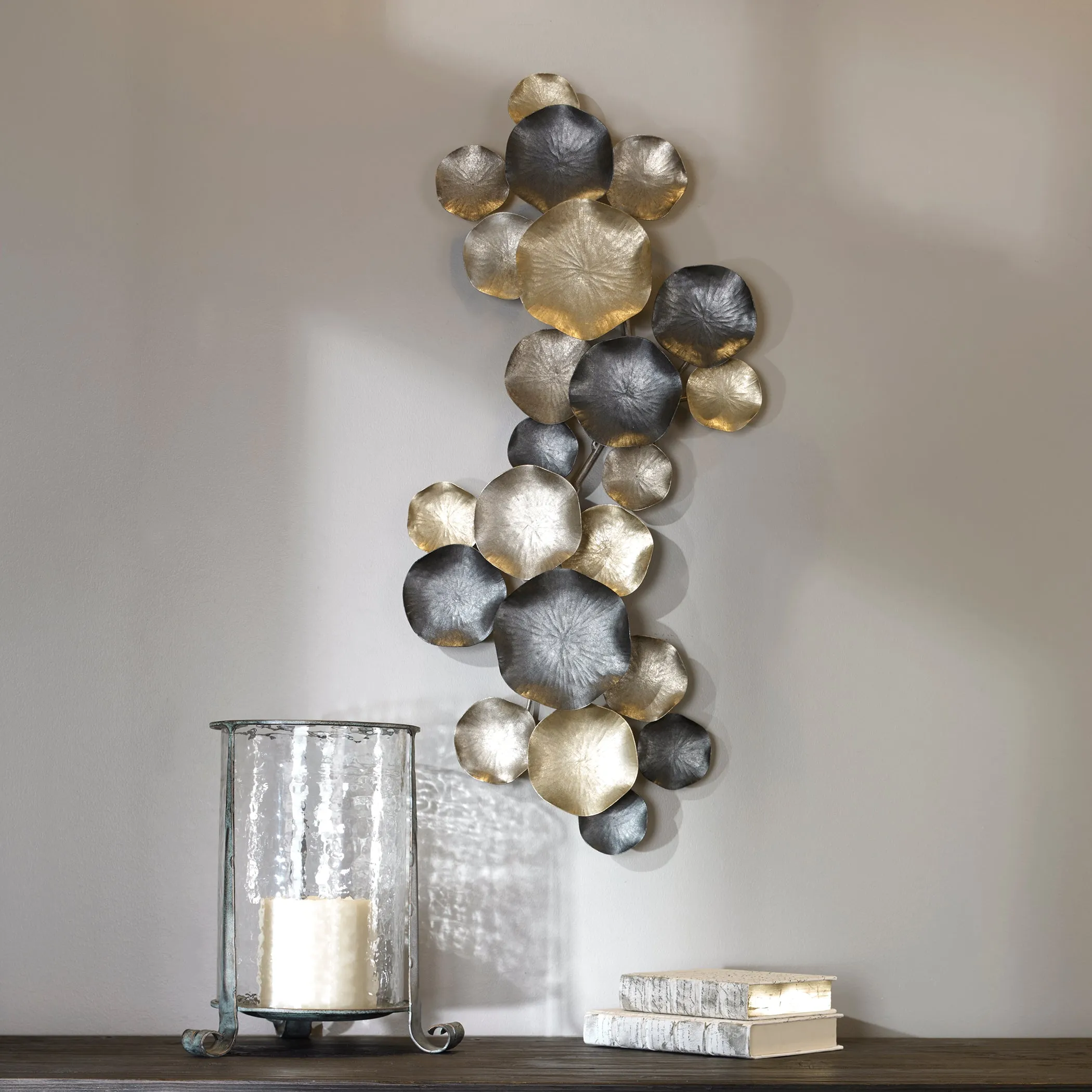 Uttermost Lying Lotus Metal Candleholders