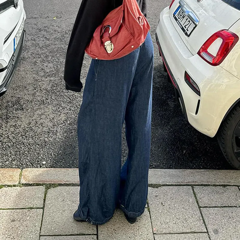 Wenkouban carhartt vest outfit winter outfits winter outfits  Low Waist Drawstring Ankle-Tied Basic Jeans Hot Girl Street Loose Casual Straight Trousers