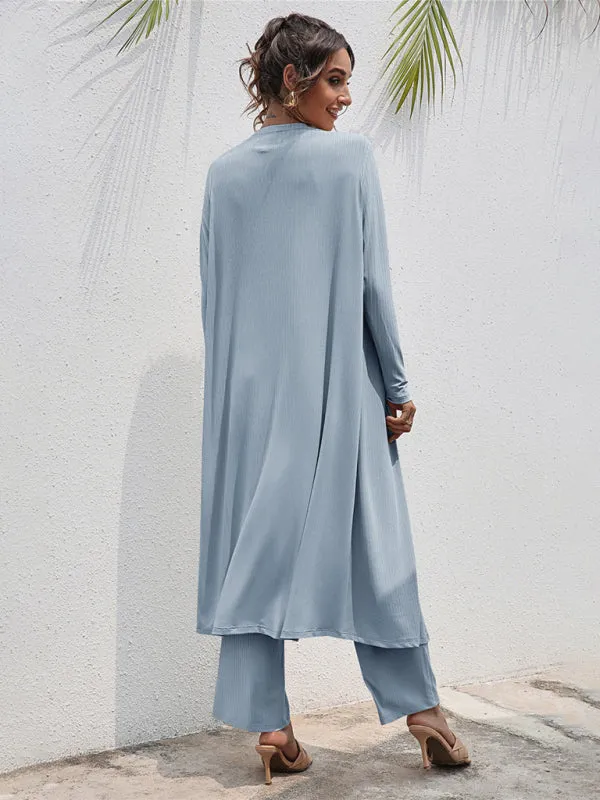 Wenkouban-Winter outfits ideas Women's Knitted Casual Fashion Vest   Jacket   Wide-leg Pants Three-piece Set