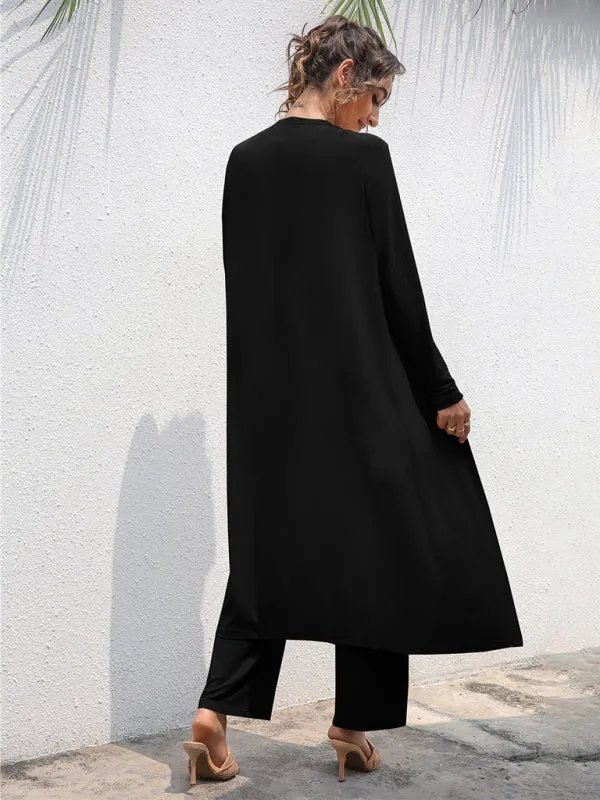 Wenkouban-Winter outfits ideas Women's Knitted Casual Fashion Vest   Jacket   Wide-leg Pants Three-piece Set