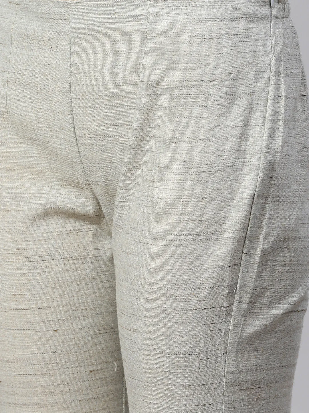 Women Grey Woven Design Kurta With Trousers