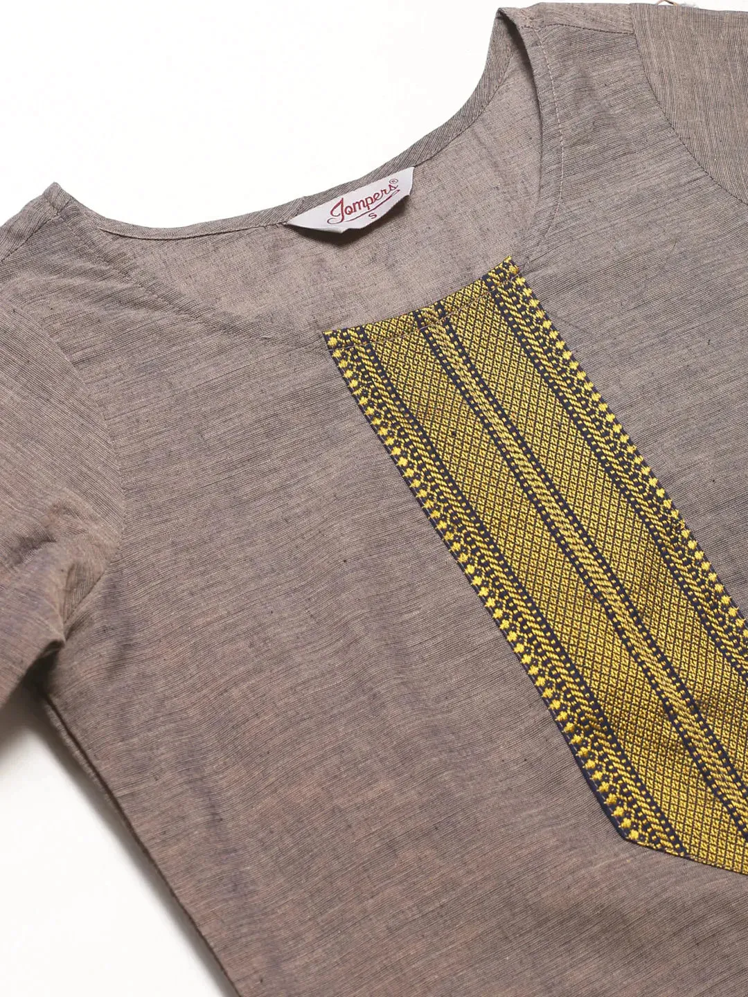 Women Grey Yoke Design Kurta With Trousers