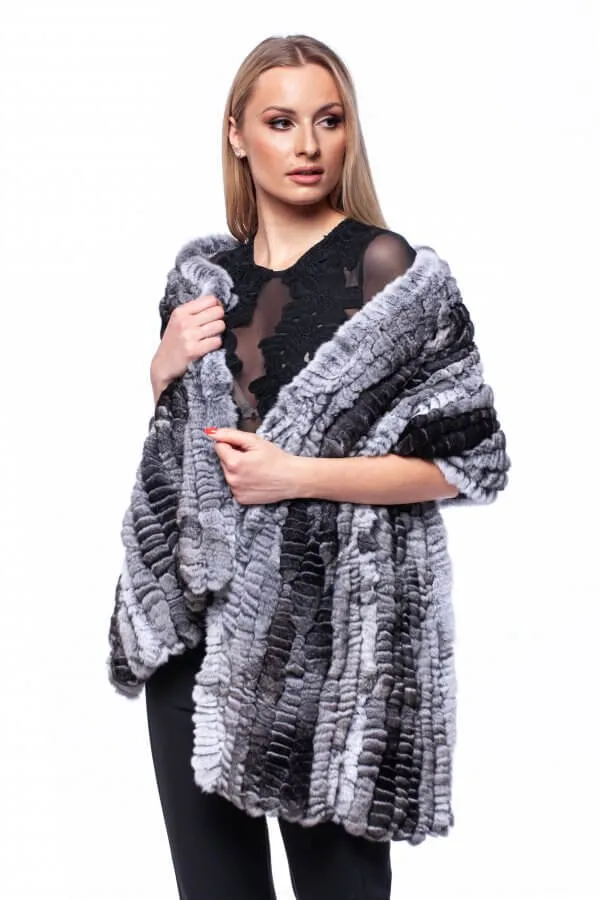 Women's Knitted Chinchilla Fur Stole