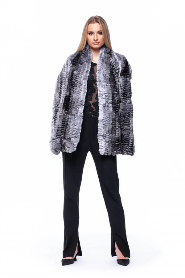 Women's Knitted Chinchilla Fur Stole
