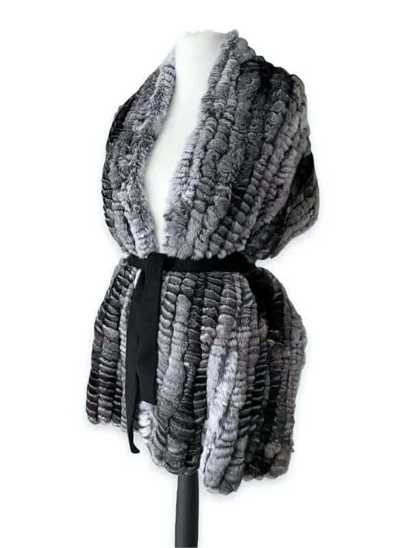 Women's Knitted Chinchilla Fur Stole